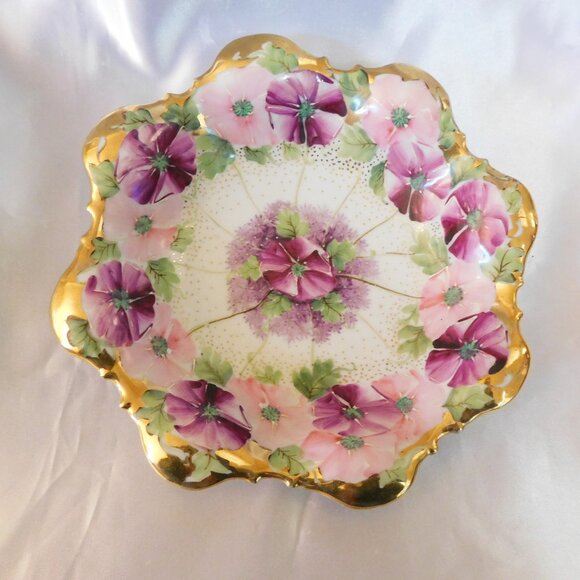 Bowl of Light and Dark Pink Flowers with Painted Details # 10320 - Picture 1 of 5